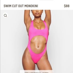 SKIMS Swim Neon Pink Monokini with Pink Sarong